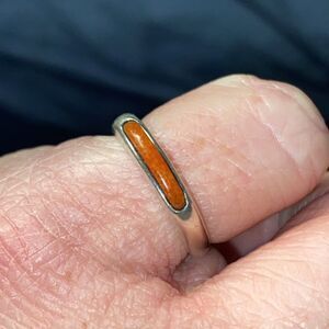 Designer Carolyn Pollack Crushed Coral Sterling Silver Stacker Ring size 5